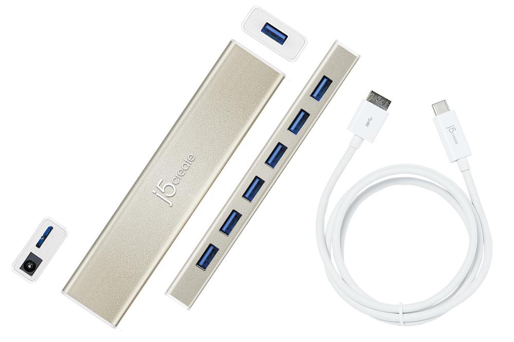 j5create JCH377 USB Type-C 3.0 7-Port HUB Supply
