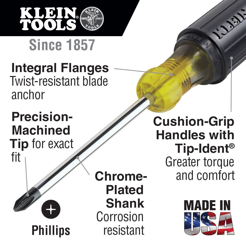 Klein Tools 603-3 #1 Phillips Screwdriver 3 Inch Round-Shank Sale
