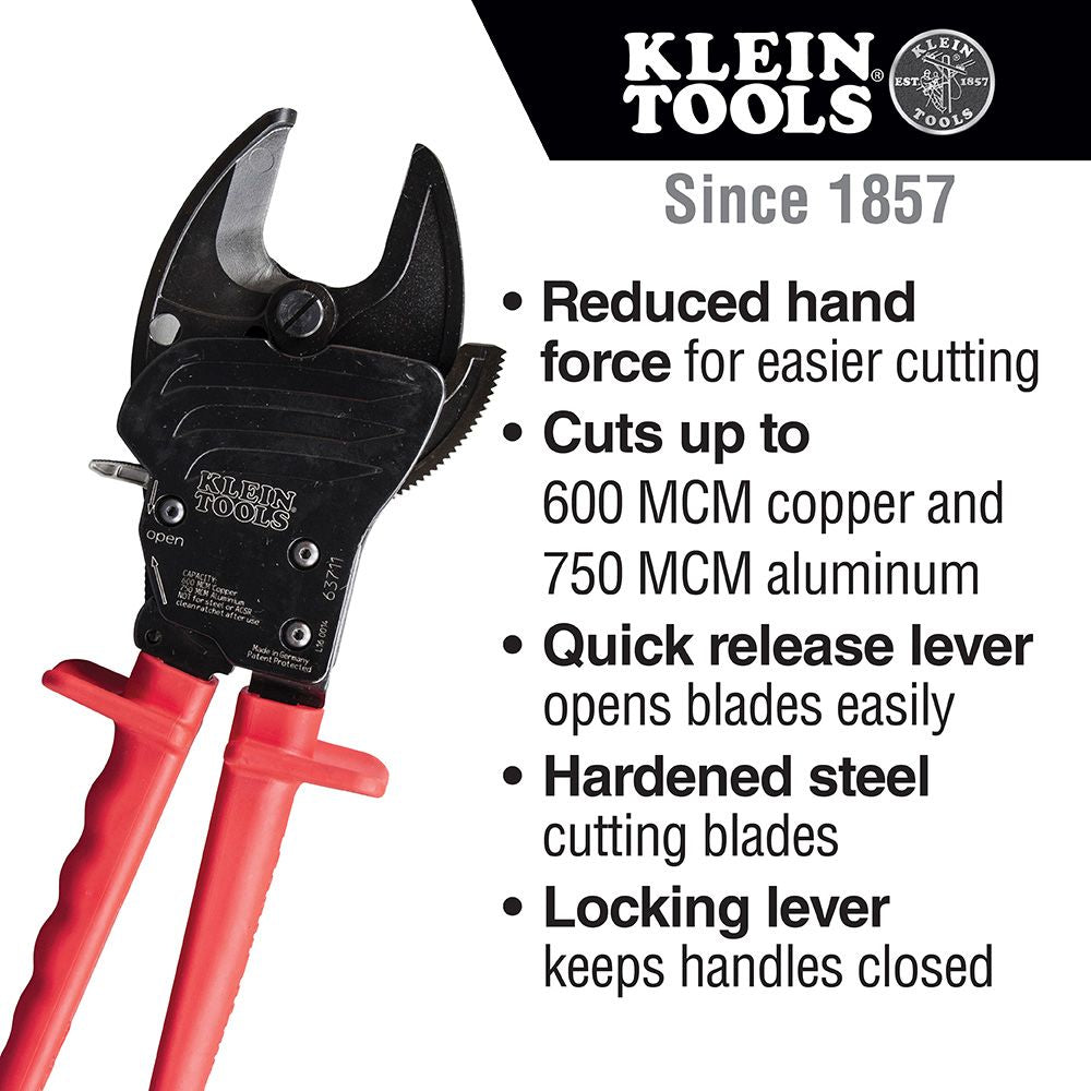 Klein Tools 63711 Open Jaw Ratcheting Cable Cutter on Sale