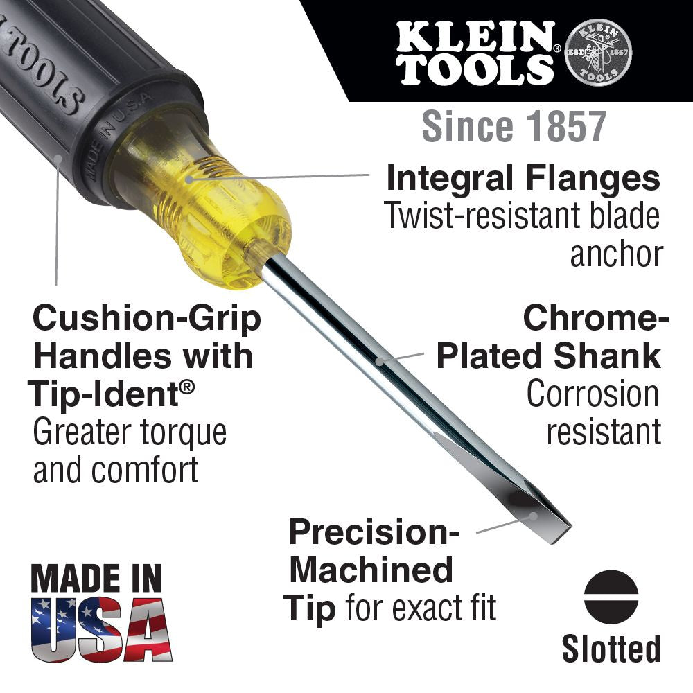 Klein Tools 600-6 5/16 Inch Keystone-Tip Screwdriver 6 Inch Heavy-Duty Square-Shank Fashion