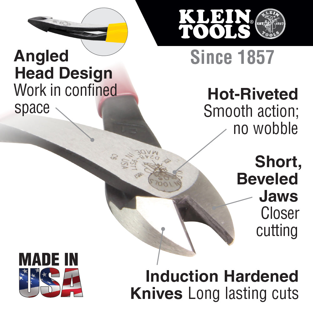 Klein Tools D2000-48 Pliers, Diagonal-Cutters, Angled Head, 8-Inch Sale