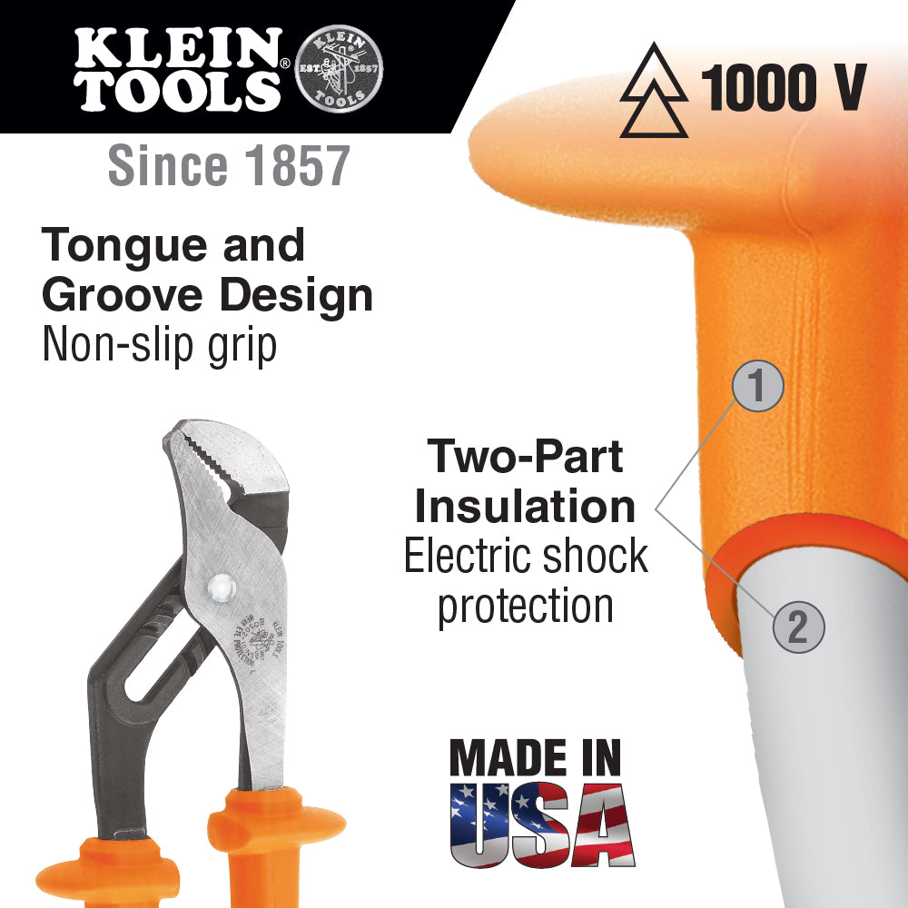 Klein Tools D502-10-INS 10-Inch Pump Pliers, Insulated on Sale