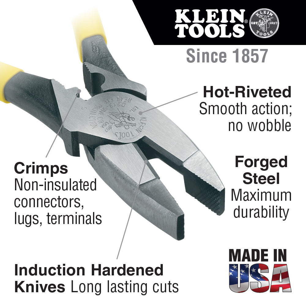 Klein Tools D213-9NE-CR Lineman’s Crimping Pliers, 9-Inch Hot on Sale