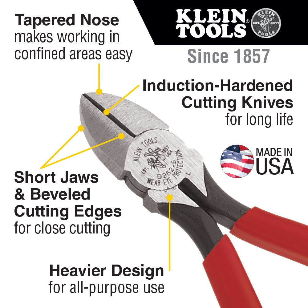 Klein Tools D252-6 6 Inch Heavy-Duty Diagonal-Cutting Pliers Hot on Sale