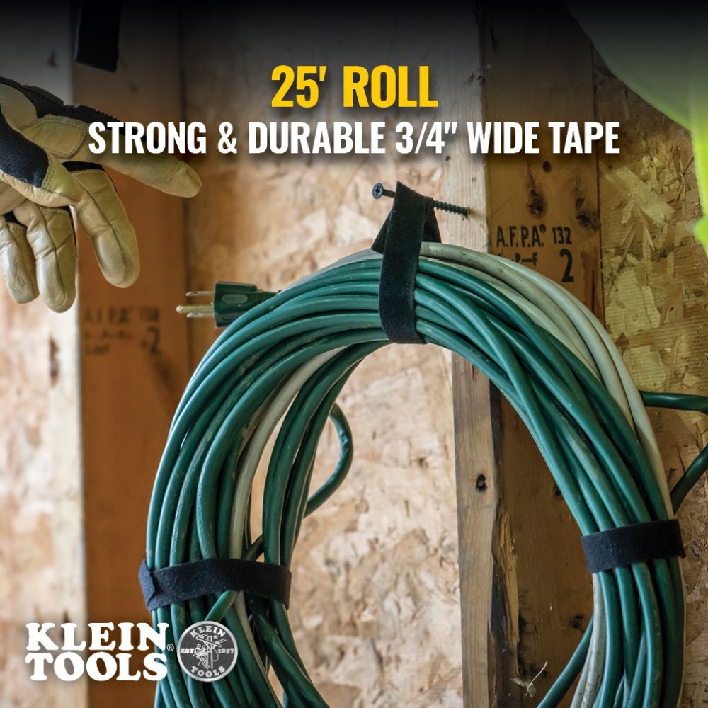Klein Tools Hook and Loop Tape, 3/4-Inch, 25-Foot, Custom Length Cable Ties Supply
