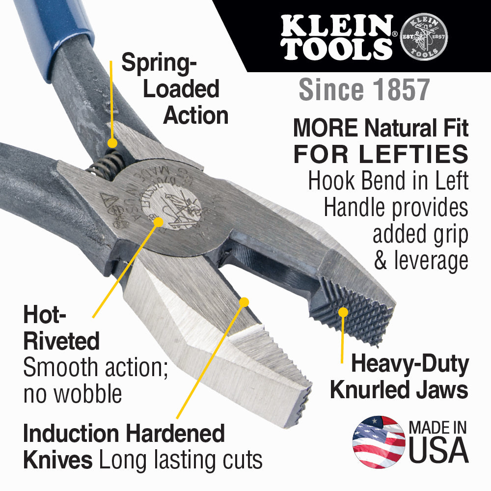 Klein Tools Ironworker’s Rebar Pliers, Left Handed, Spring Loaded, 9-Inch, D201-7CSTLFT Hot on Sale