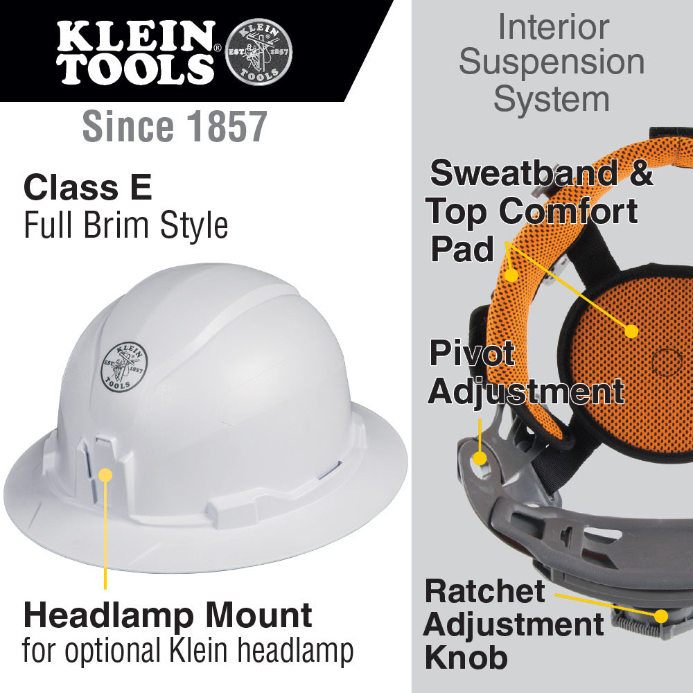 Klein Tools Hard Hat, Non-vented, Full Brim Style, 60400 Online now