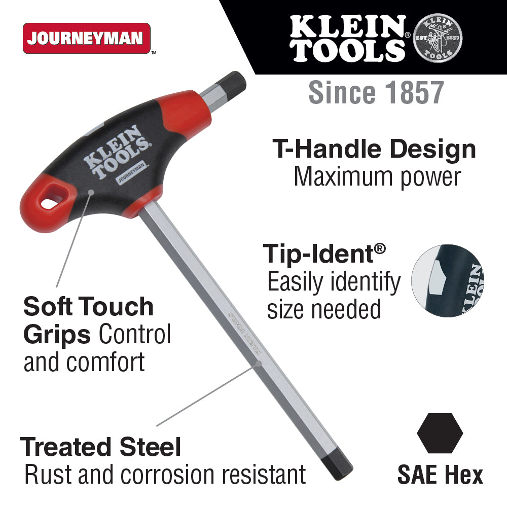 Klein Tools JTH410E SAE T-Handle Hex Key Set, Stand, 4-Inch, 10-Piece Supply