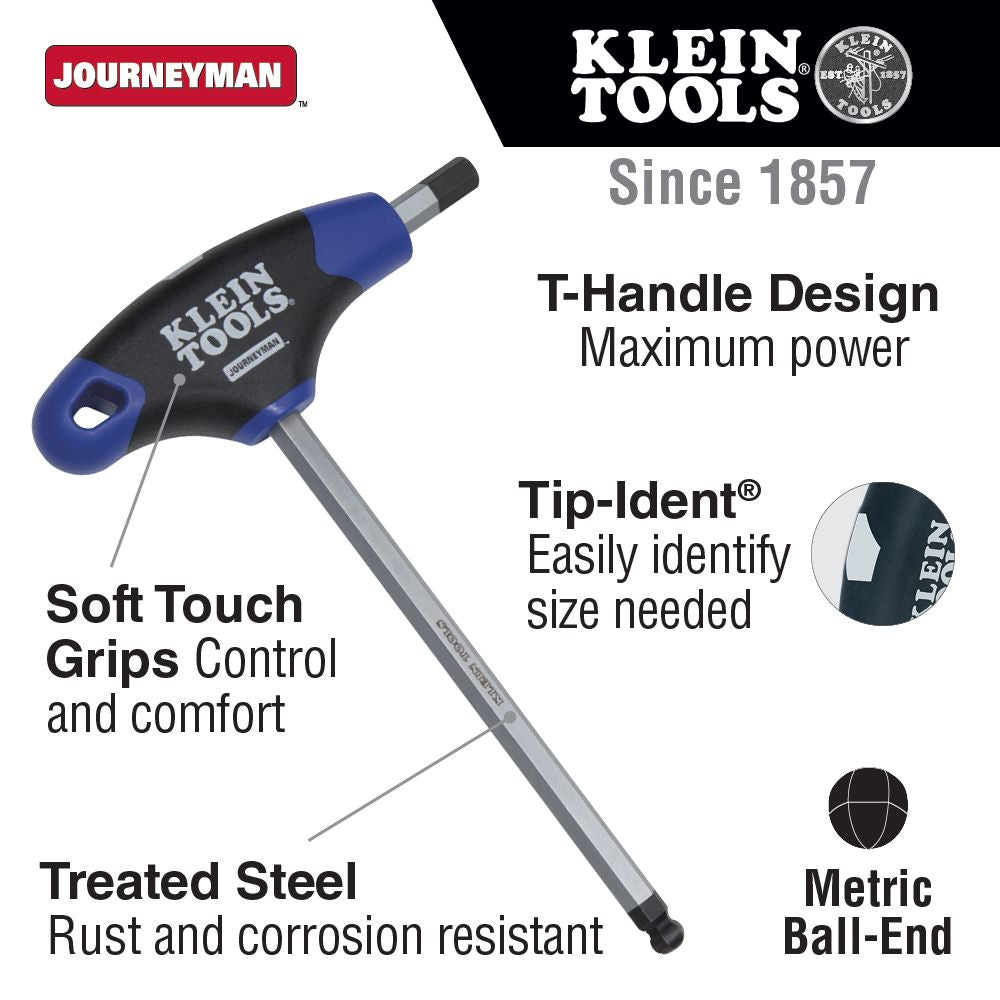 Klein Tools JTH68MB Hex Kit Set, Metric, Ball End T-Handle, 6-Inch with Stand, 8-Piece Online Hot Sale