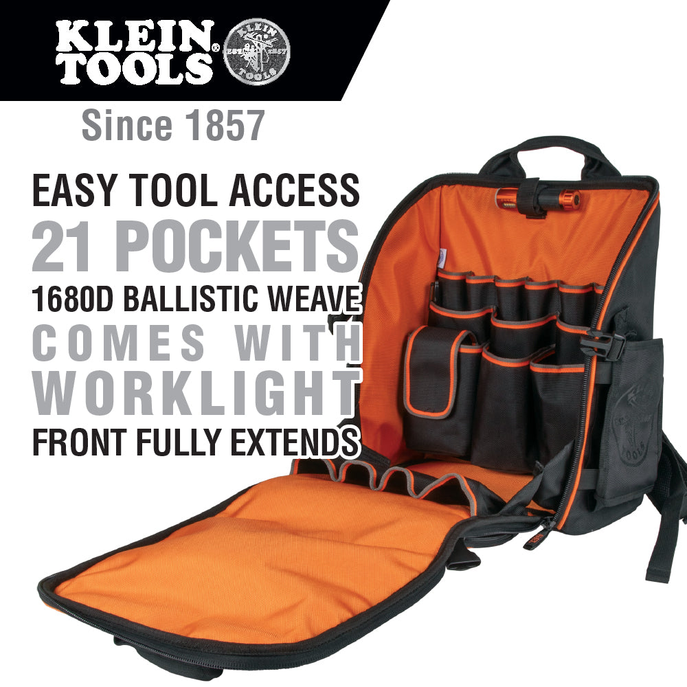 Klein Tools Tradesman Pro Tool Station Tool Bag Backpack with Worklight, 55655 Online