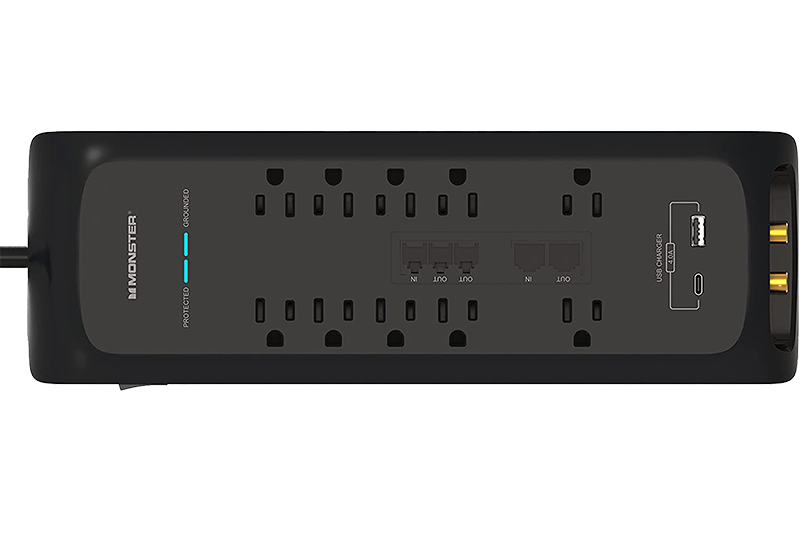 Monster Power Strip Surge Protector, 10 AC, 1 USB-C, 1 USB-A, 6 ft Supply