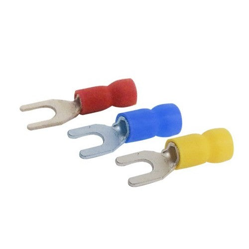 Morris 01118 Vinyl Insulated Fork/Spade Terminals 25 Pack – 22-16 Wire, 1/4″ Stud Fashion