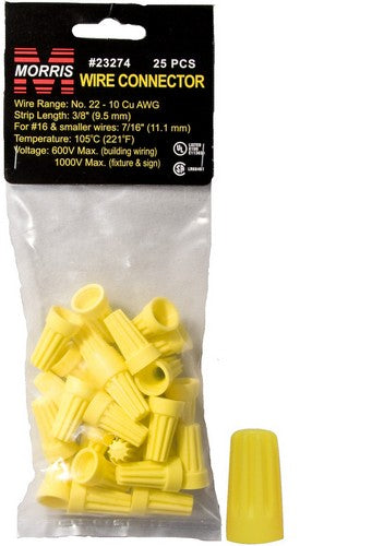 Morris 23274 Screw-On Wire Connectors P4 Yellow Hanging Bag 25 Pack Online Hot Sale