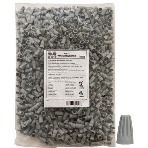 Morris 23171 Screw-On Wire Connectors P1 Gray Bagged 1000 Bulk Pack Sale