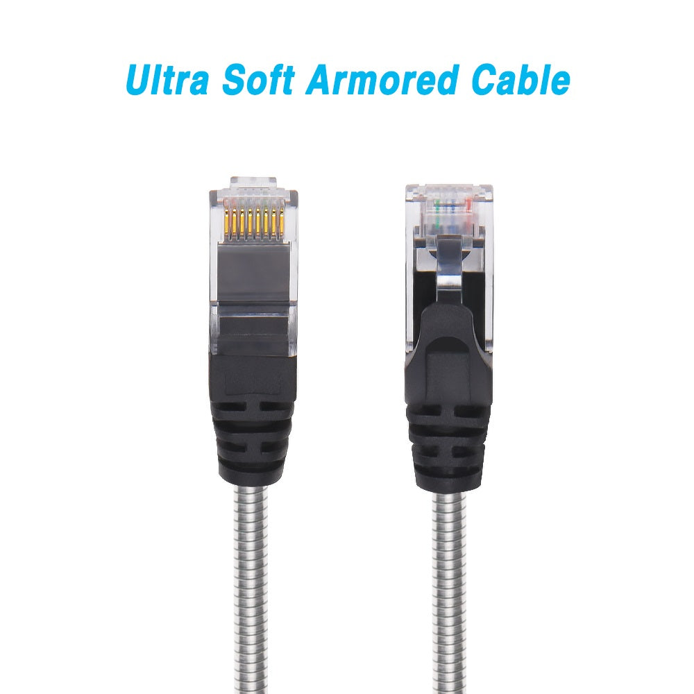 CAT6A Slim Armored Patch Cable, Anti-Rodent, 28AWG Online Hot Sale