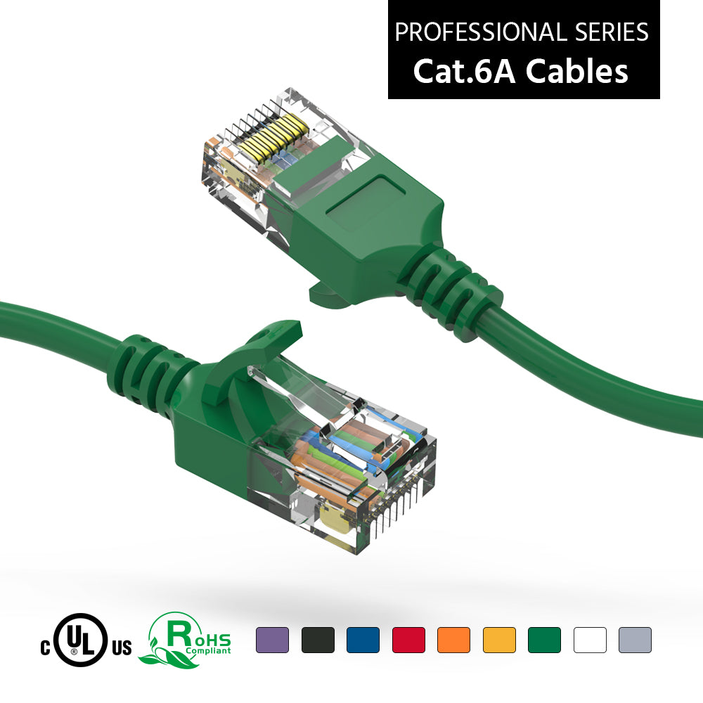 Cat6A Slim Ethernet Patch Cable, Snagless Boot – Green Online Sale