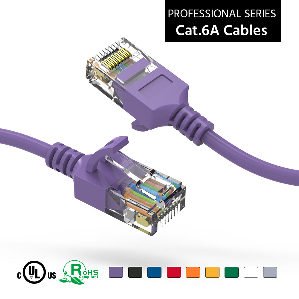 Cat6A Slim Ethernet Patch Cable, Snagless Boot – Purple Discount