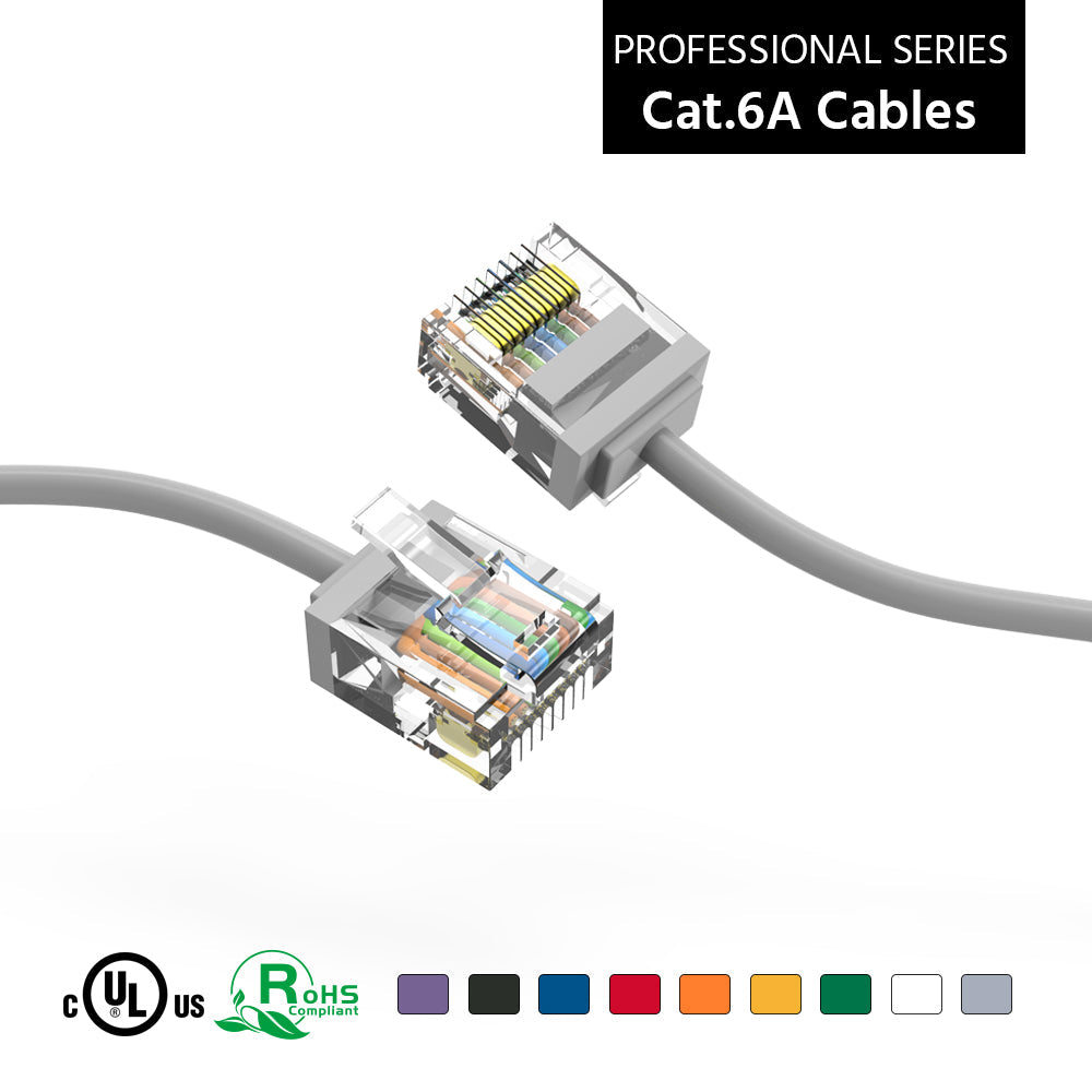 Cat6A Super-Slim Ethernet Patch Cable, UTP, Bare Copper, 32AWG – Gray Online Sale