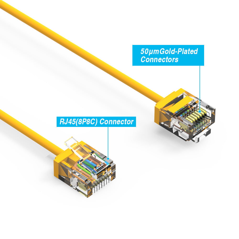 Cat6A Super-Slim Ethernet Patch Cable, UTP, Bare Copper, 32AWG – Yellow Online now
