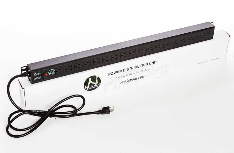 Nitrotel Vertical PDU , 18 Outlets , 5-15 Nema Outlets with Lightning and Overload Protection, 15 Amp , Aluminum Supply