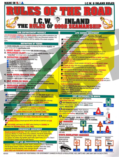Tightlines Rules Of Road Chart Supply
