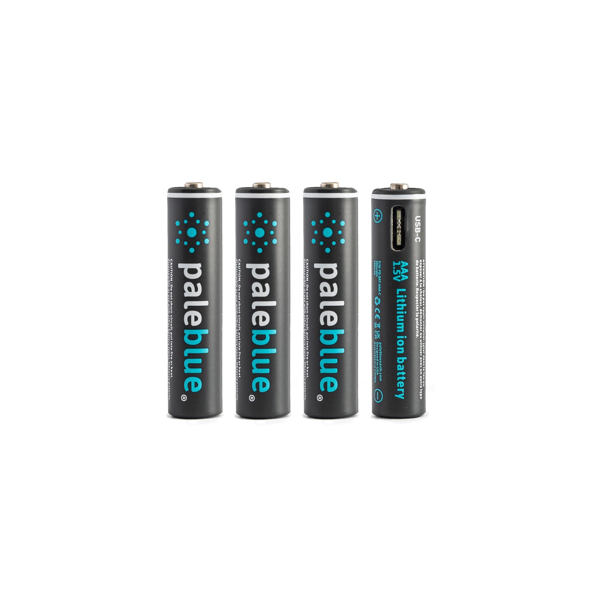 Pale Blue Lithium Ion USB-C Rechargeable AAA Batteries – 4 Pack Supply
