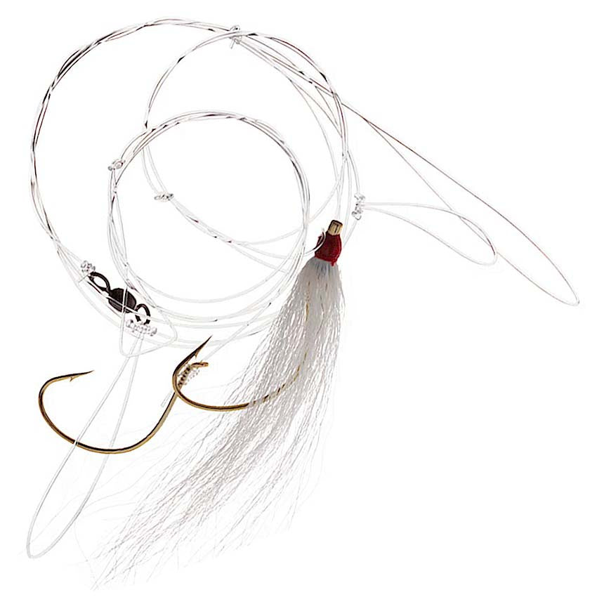 Tsunami TS-4565WF Fluke Hi-Lo Rig Gold Widegap Single White Bucktail Supply
