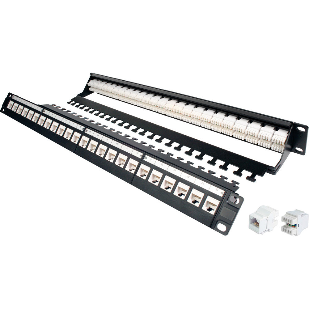 Quest 19″ Cat6A UTP Patch Panel w/ Cable Manager – UL Listed Fashion