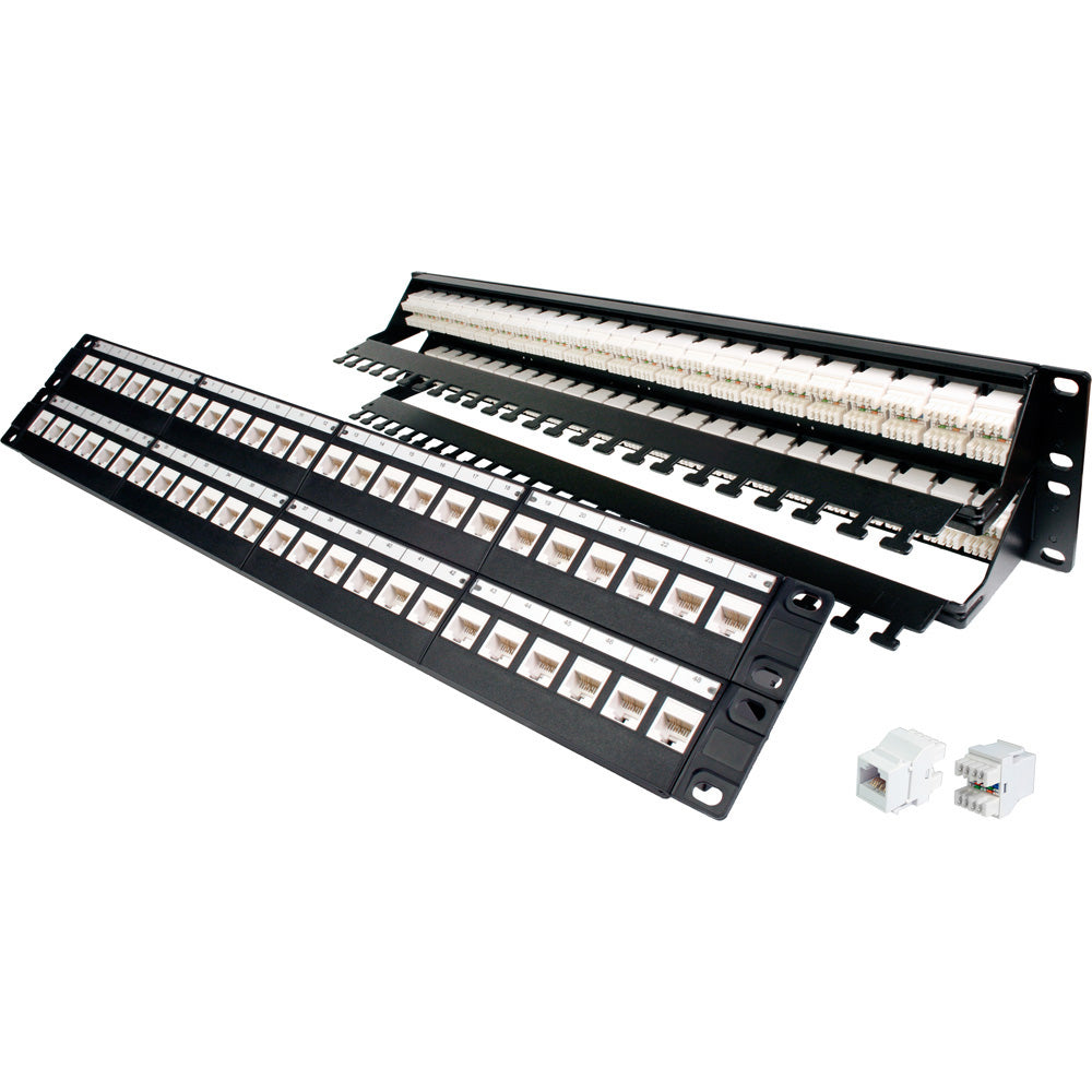 Quest 19″ Cat6A UTP Patch Panel w/ Cable Manager – UL Listed Fashion
