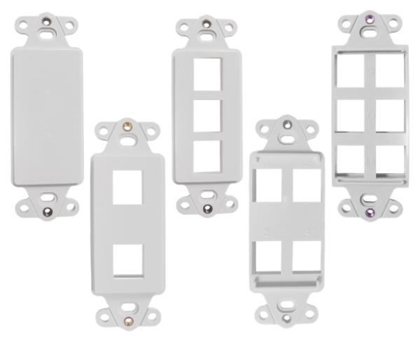 Decorative Wall Plate Inserts – Blank, 1-Port, 2-Port, 4-Port, 6-Port – Available in 3 Colors Supply