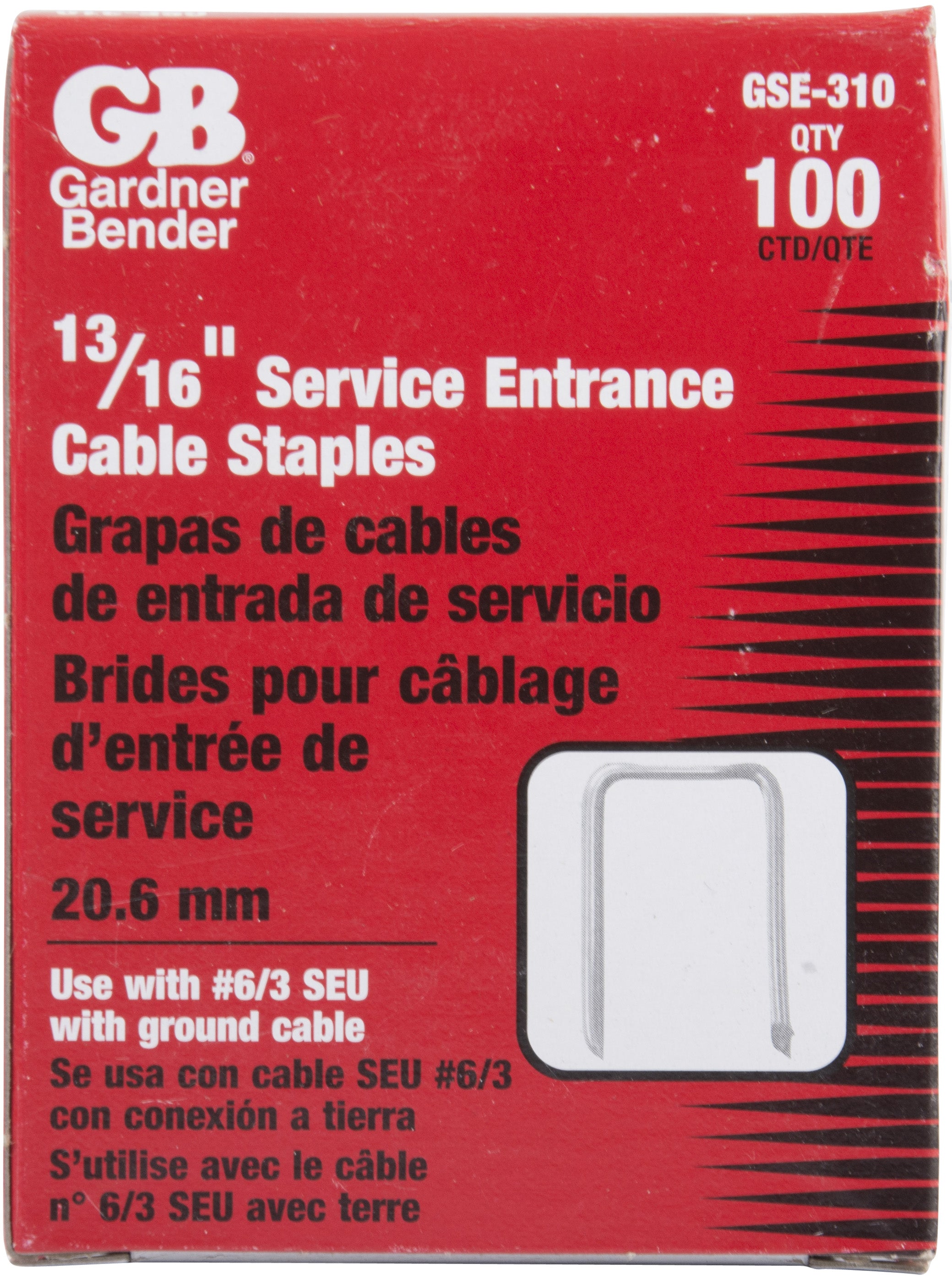 Gardner Bender 13/16 in. x 1-3/8 in. Gray Steel Staples for Service Entrance Cables (100-Pack), GSE-310 Online Sale