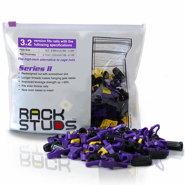 Rackstuds Rack Mount Solution Series II – No More Cage Nuts! The Easiest and Safest Server Rack Solution in 19″ Racks with Square Punched Vertical Rails | Purple, 3.2mm/0.126″ Version Discount
