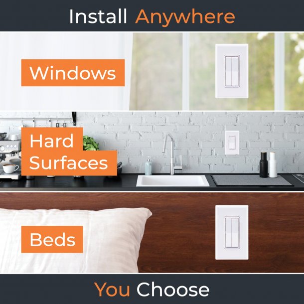 RunLessWire Wireless Fan And Light Switch Kit With 2 Controllers And 1 Dual-Rocker Switch Online now