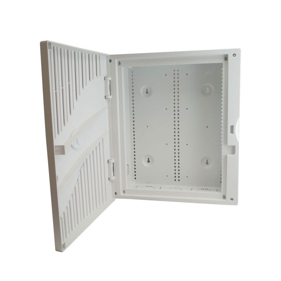 SCP 18″ Plastic Enclosure With Premium Plastic Hinged Radius Vented Cover – Dual Mountable, Ventilated, Abs Plastic, 2 Electrical Knock-Outs on Sale
