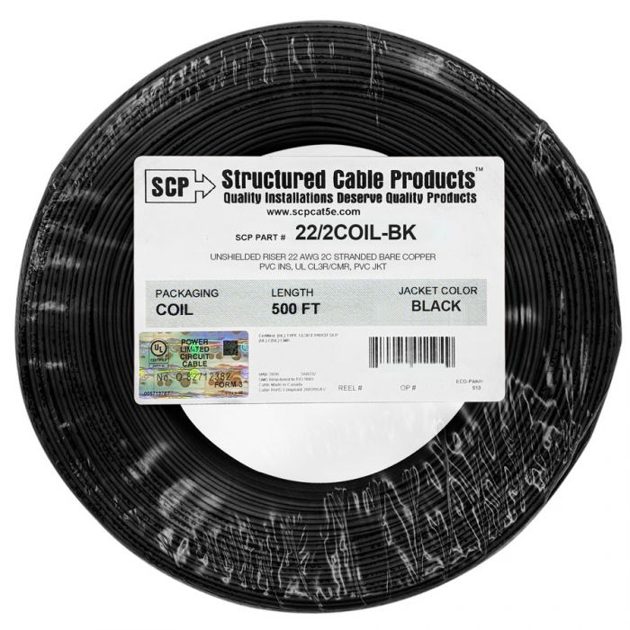 SCP 2C/22 AWG Stranded PVC Coil Pack Security Alarm Cable – 500FT Online now