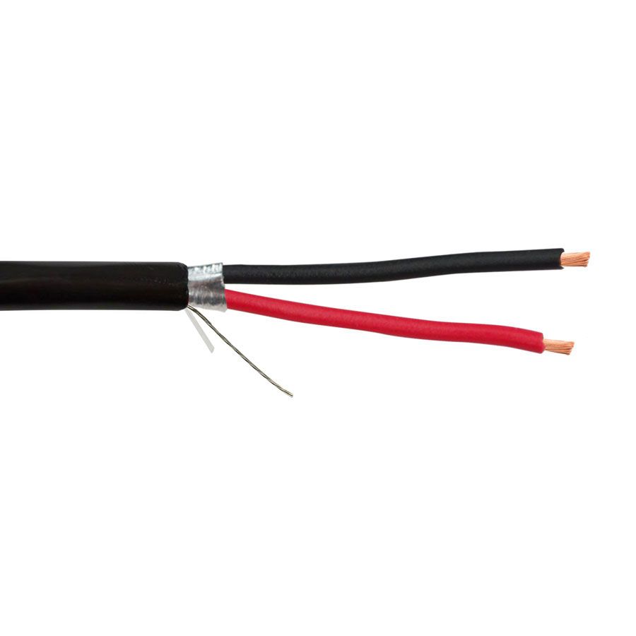 SCP 2C/18 AWG BC Stranded Shielded Direct Burial, WBT, LLDPE JKT, Black – 1000ft Spool Supply