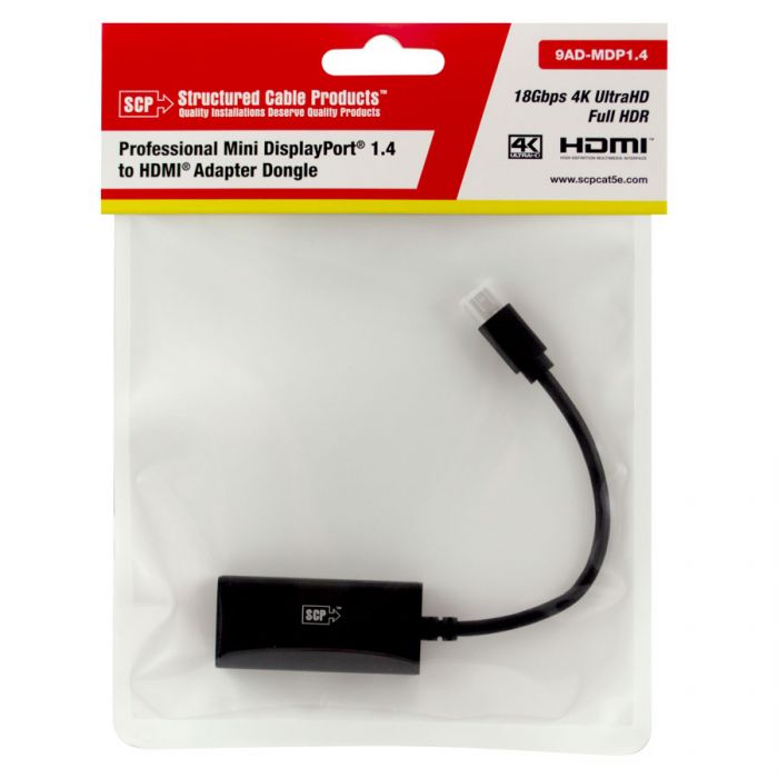 SCP Mini DisplayPort 1.4 To HDMI Adapter Dongle- Male DP to Female HDMI Type A, Supports 4K@60Hz HDR Supply
