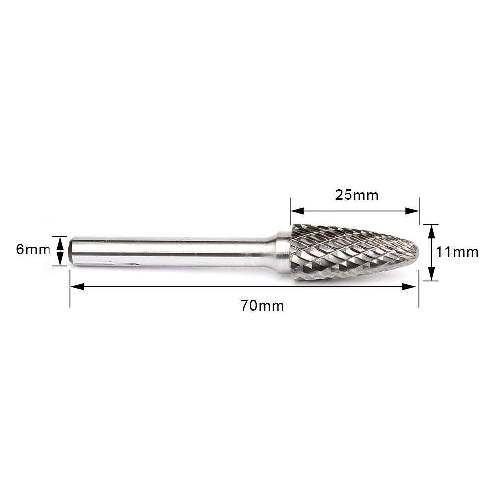 Carbide Burr F1125M06 Tree Radius End OMNI Range Head D 11 x 25mm, 6mm Shank, 70mm Full Length Online now