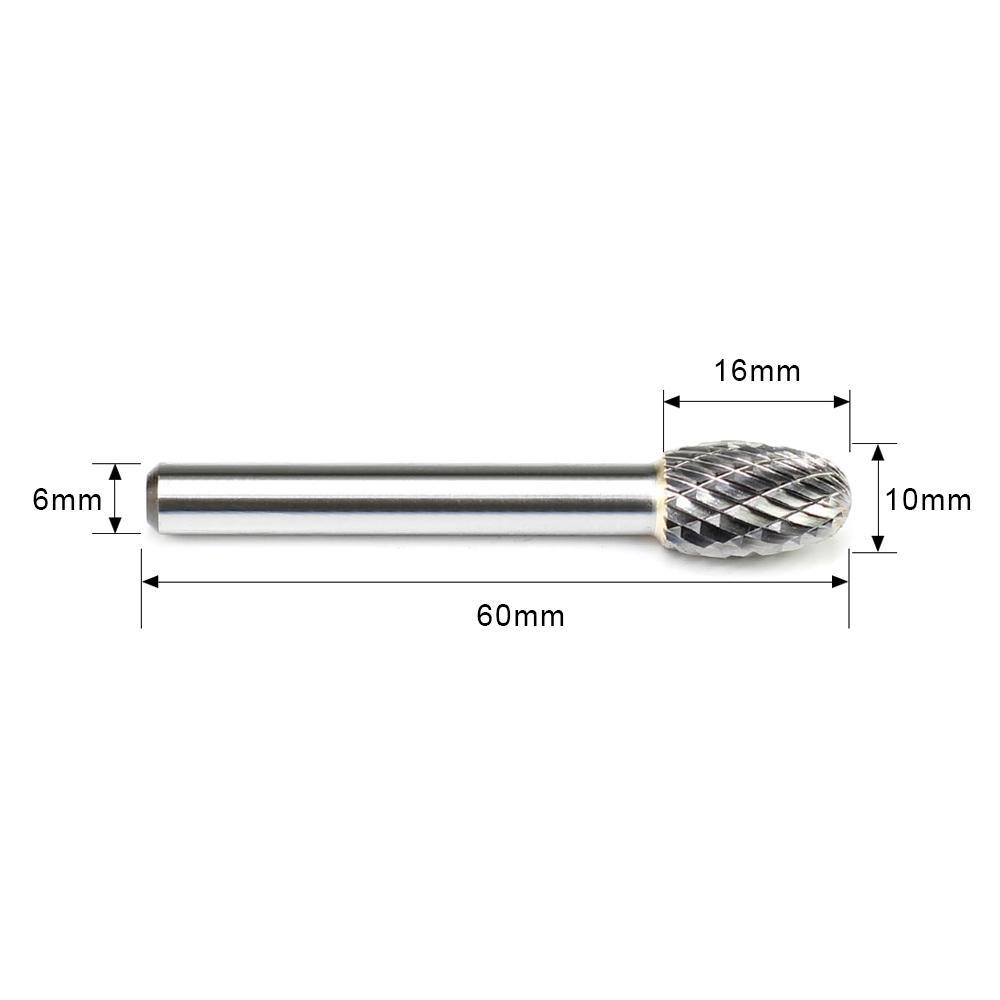 Carbide Burr E1016M06 Oval Shape OMNI Range Head D 10 x 16mm, 6mm Shank, 60mm Full Length Online Sale