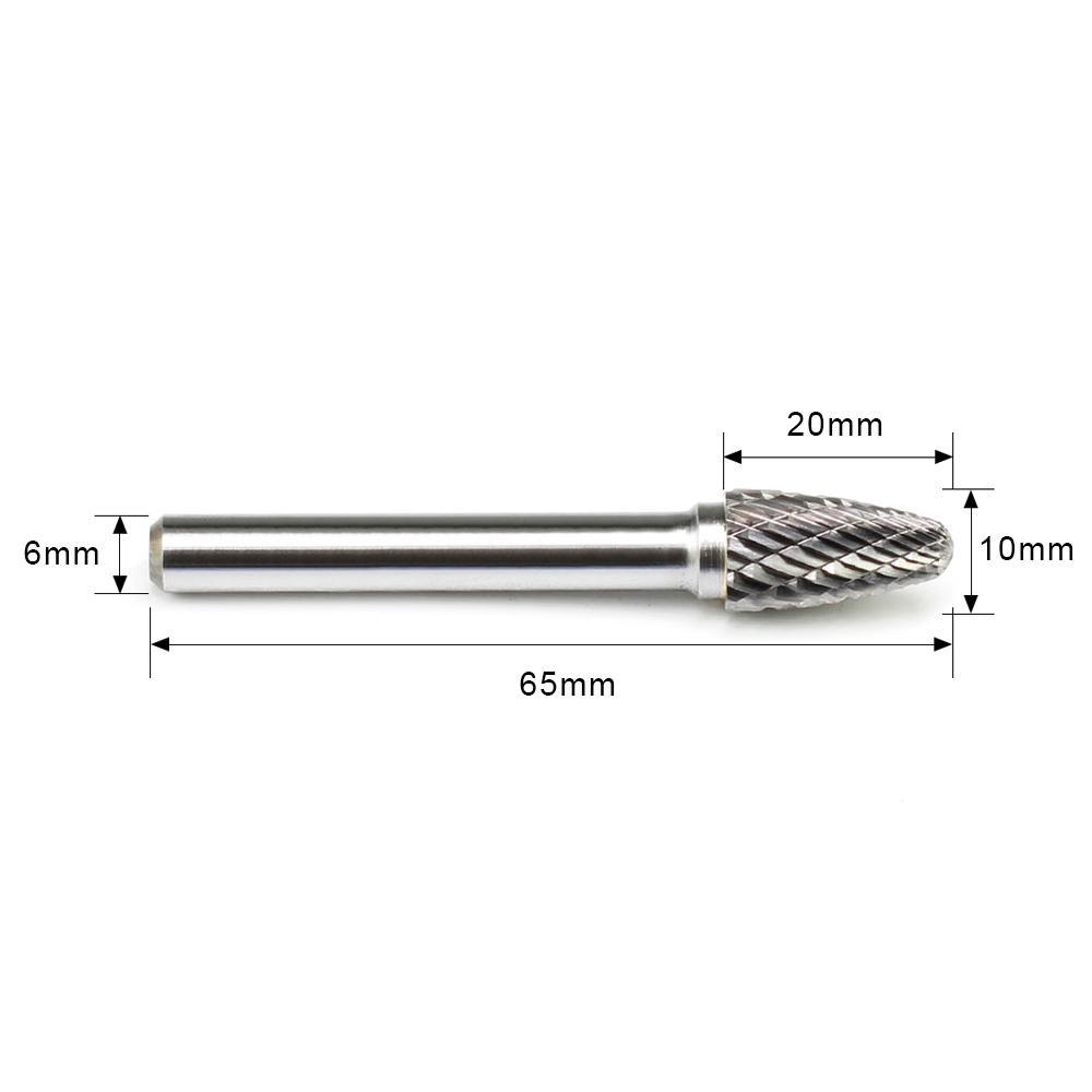 Carbide Burr F1020M06 Tree Radius End OMNI Range Head D 10 x 20mm, 6mm Shank, 65mm Full Length Discount