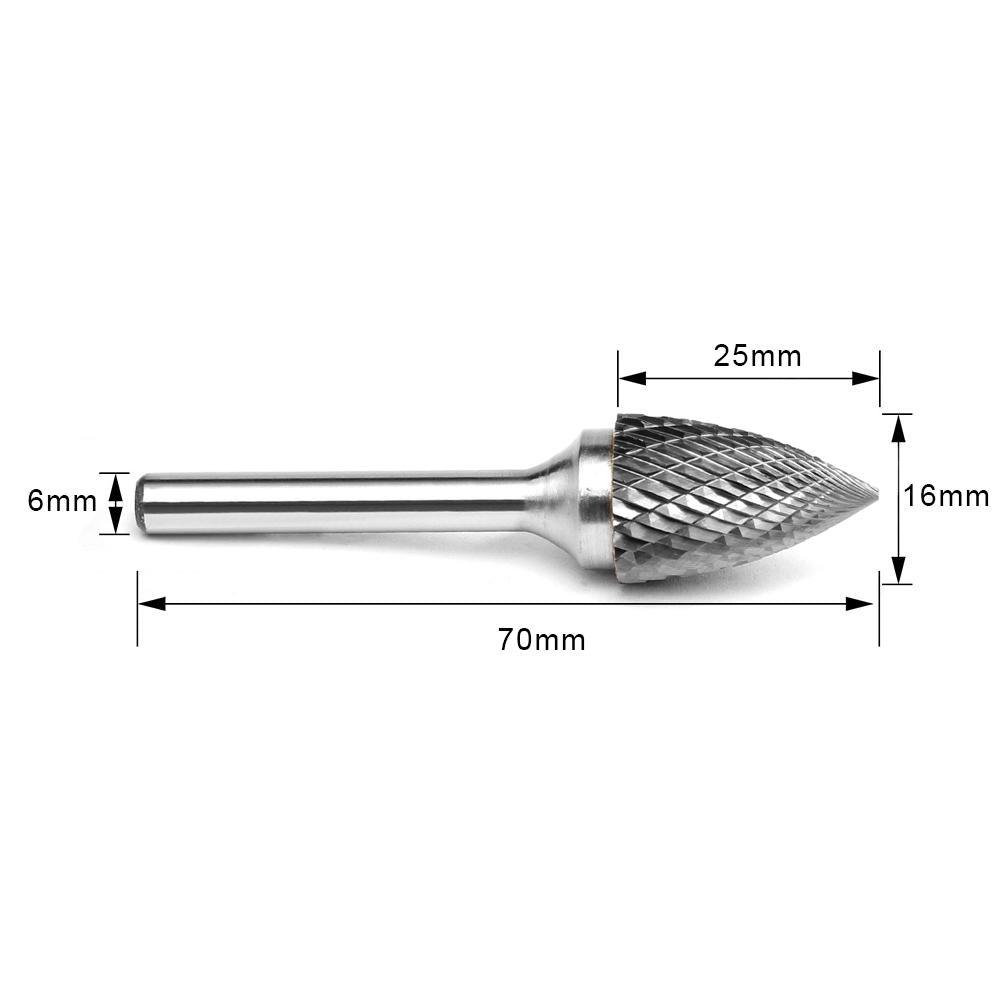 Carbide Burr G1625M06 Point Tree Shape OMNI Range Head D 16 x 25mm, 6mm Shank, 70mm Full Length on Sale