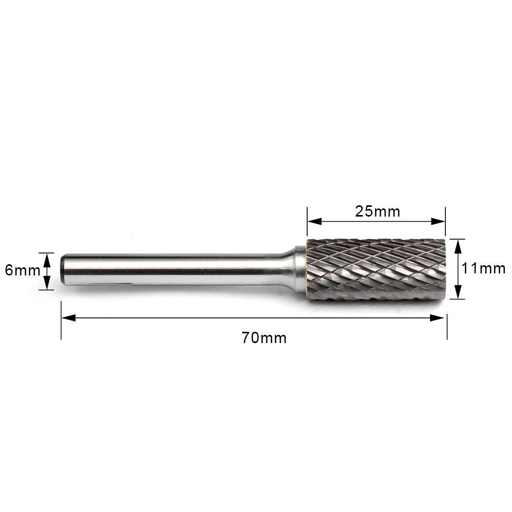 Carbide Burr A1125M06 Cylinderical Plain End OMNI Range Head D 11 x 25mm, 6mm Shank, 70mm Full Length Hot on Sale