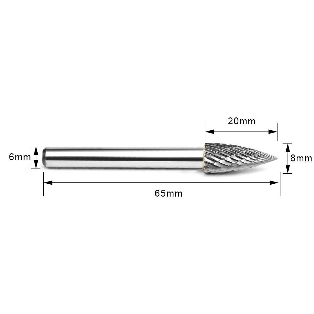Carbide Burr G0820M06 Point Tree Shape OMNI Range Head D 8 x 20mm, 6mm Shank, 65mm Full Length Hot on Sale