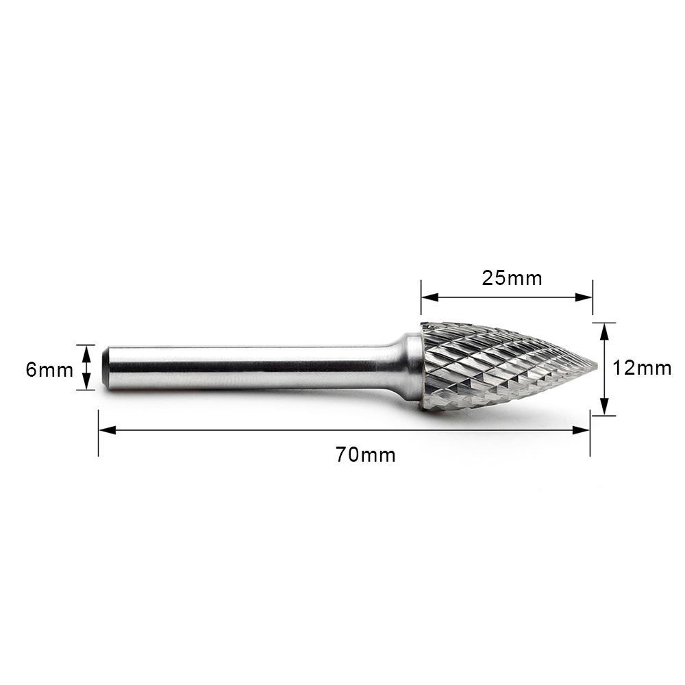 Carbide Burr G1225M06 Point Tree Shape OMNI Range Head D 12 x 25mm, 6mm Shank, 70mm Full Length Online Sale