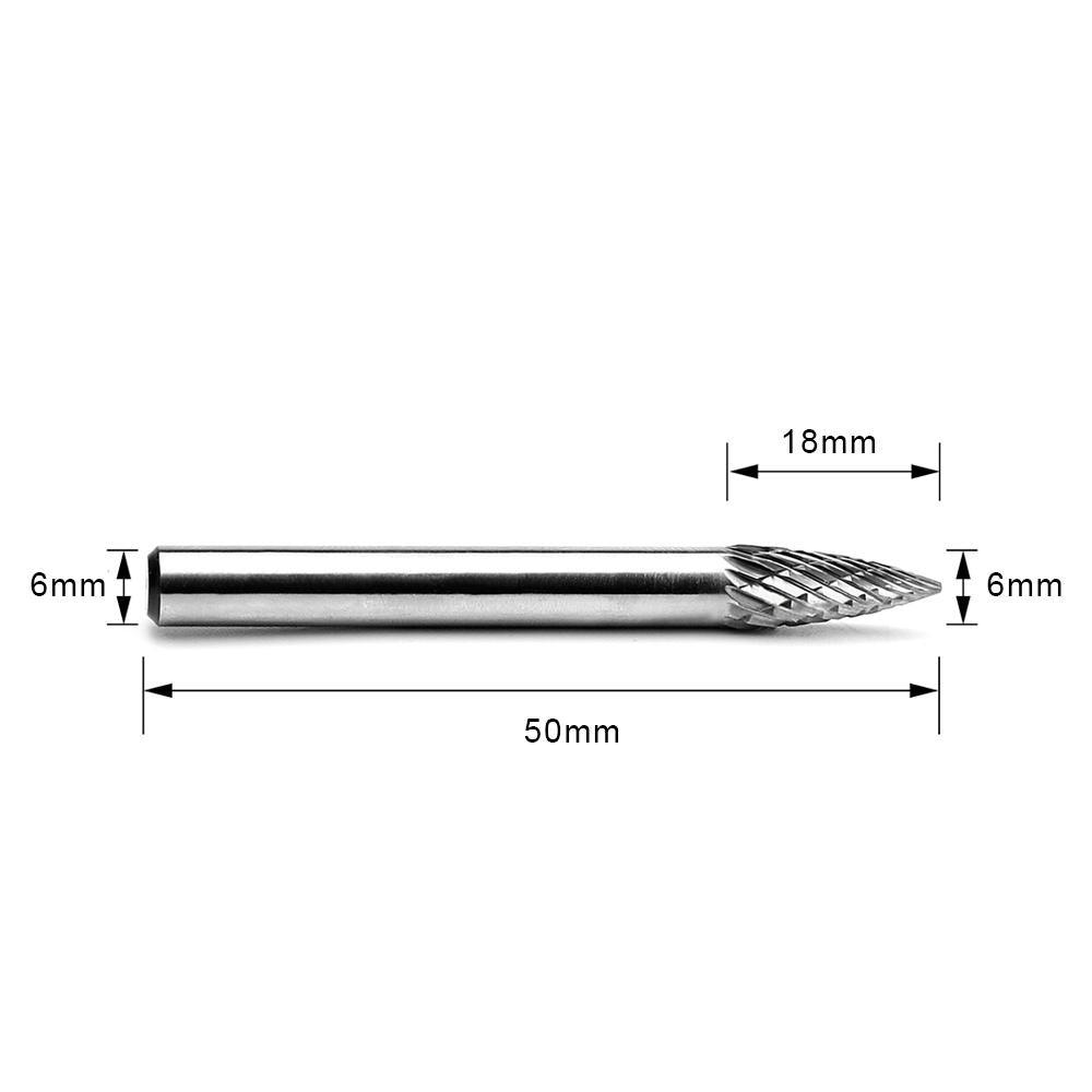 Carbide Burr G0618M06 Point Tree Shape OMNI Range Head D 6 x 18mm, 6mm Shank, 50mm Full Length Hot on Sale