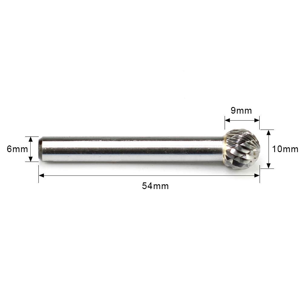 Carbide Burr D1009M06 Ball Shape OMNI Range Head D 10 x 9mm, 6mm Shank, 54mm Full Length Fashion