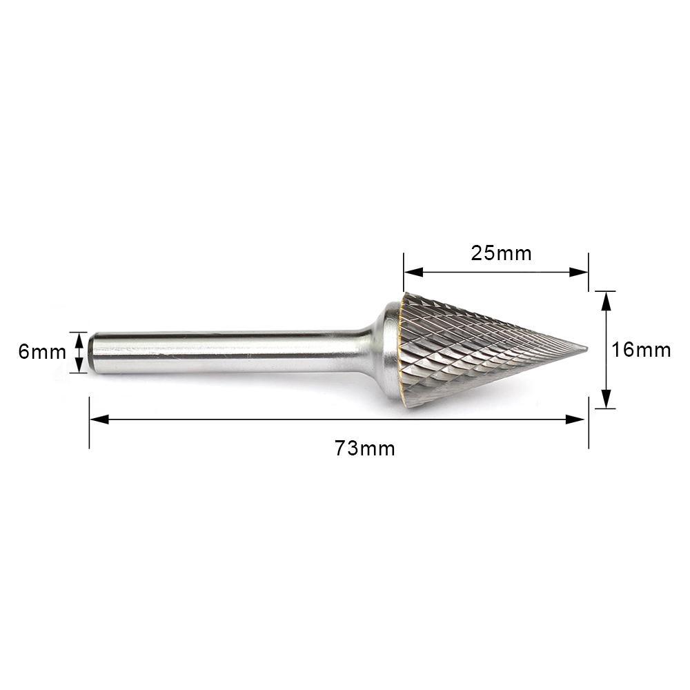 Carbide Burr M1625M06 Cone Pointed Shape OMNI Range Head D 16 x 25mm, 6mm Shank, 73mm Full Length Supply
