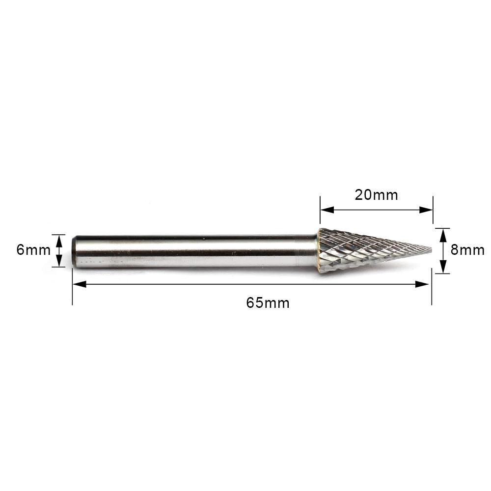 Carbide Burr M0820M06 Cone Pointed Shape OMNI Range Head D 8 x 20mm, 6mm Shank, 65mm Full Length Online now