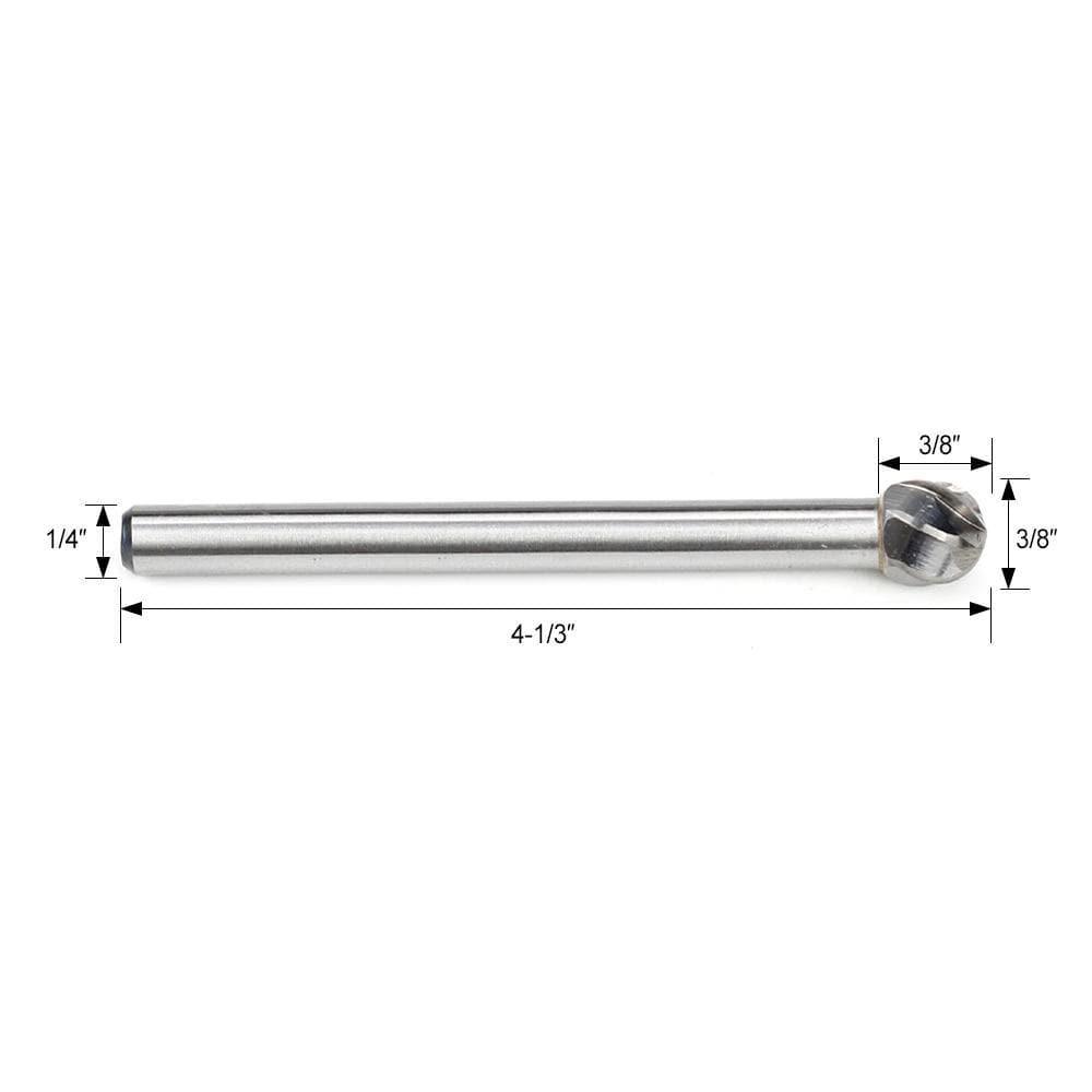 Carbide Burr SD-3NFL4 Ball Shape ALUMIN Range Head D 3/8 x 3/8L, 1/4 Shank, 4-1/3 Inch Full Length on Sale