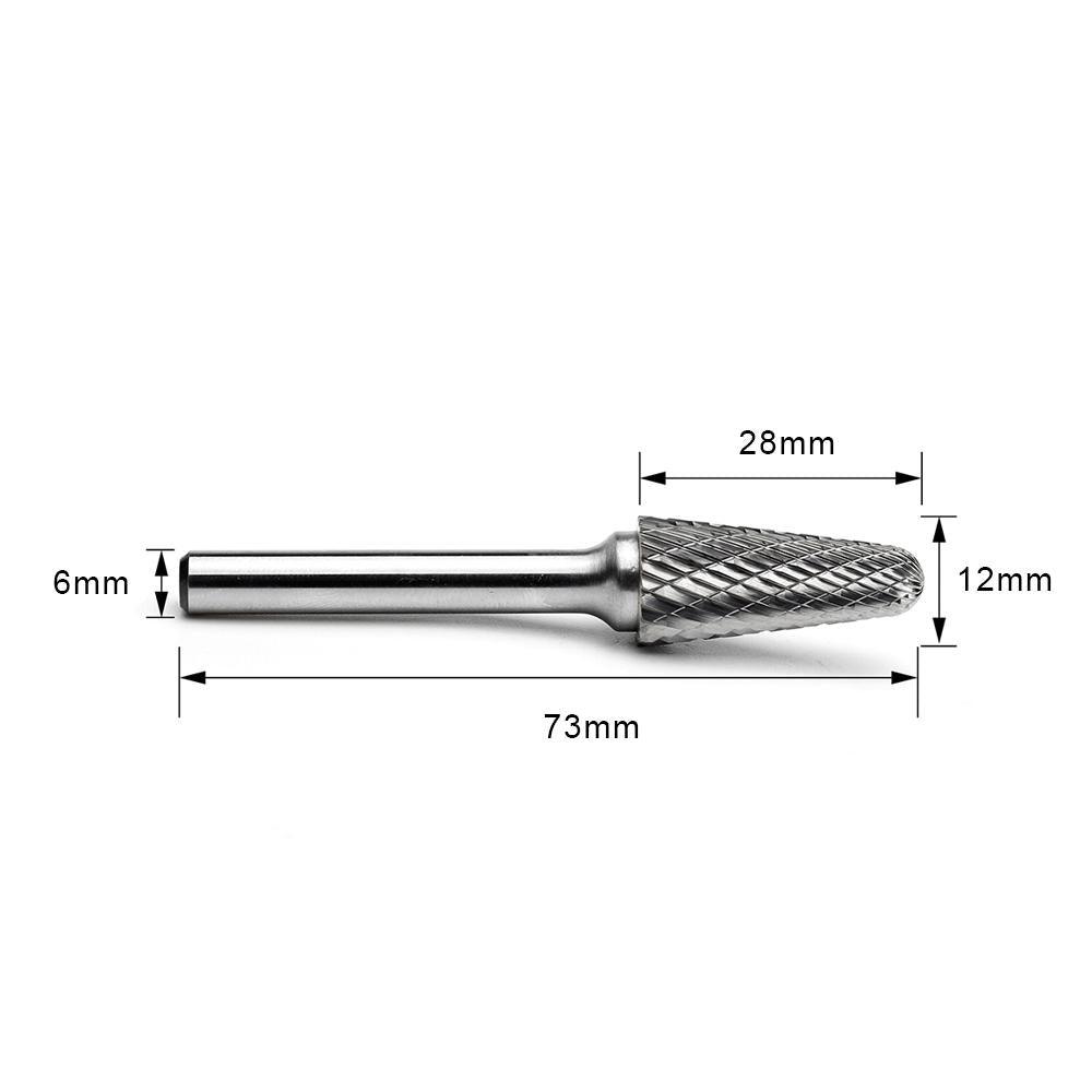 Carbide Burr L1228M06 Cone Radius End OMNI Range Head D 12 x 28mm, 6mm Shank, 73mm Full Length Sale